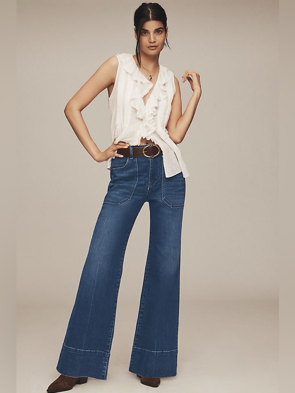 Anthropologie Pilcro Wide-Leg High-Rise “Rylan” Jeans in Indigo Blue size 25